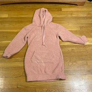 Pink fuzzy sweater dress